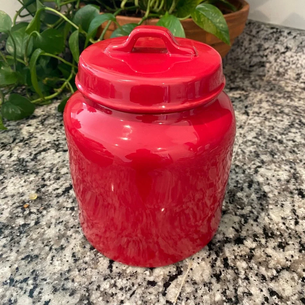 Merry Christmas Rae Dunn Red Cookie Jar